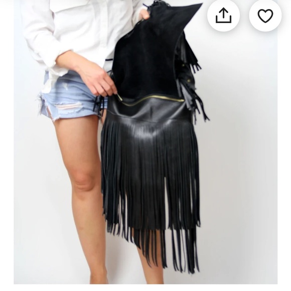 SOLD 😁 Brand New Handmade Genuine Leather Super Fringed Crossbody Purse Lg - Picture 2 of 12